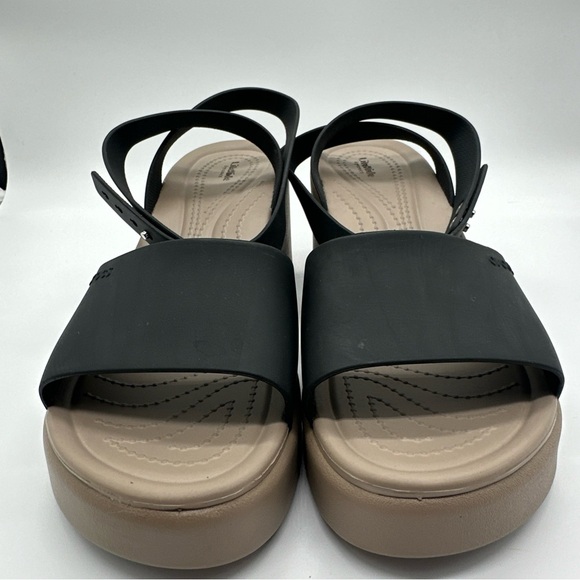 CROCS Black and Tan Wedge Sandals - Picture 5 of 9